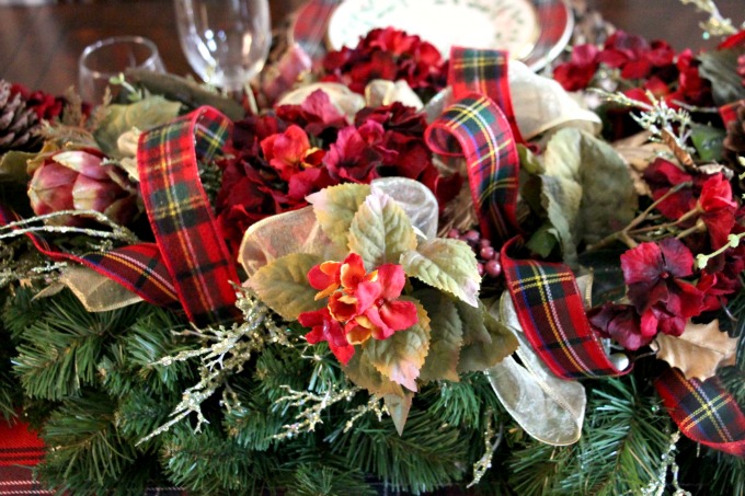 Traditional red and green centerpiece