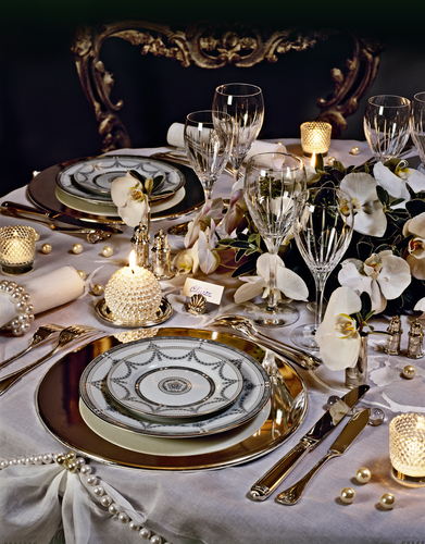 Black, white, and gold New Year's table