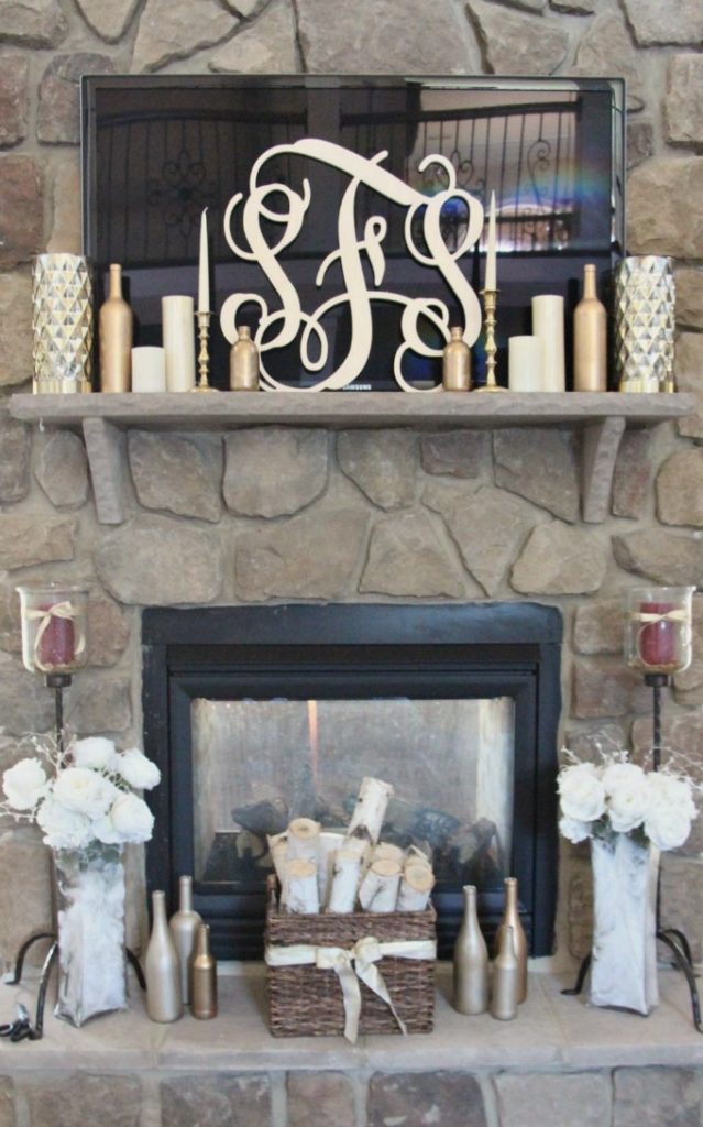 A beautiful mantel was created to celebrate the bride and groom at their reception.