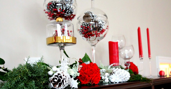 Gorgeous vases from Z Gallerie were used along with these lovely red candles in the reception area.
