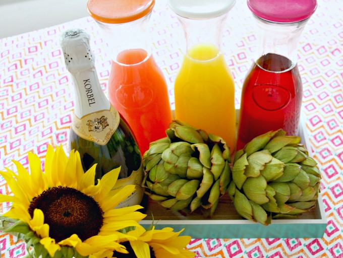 Use several juice selections for your brunch. www.jennelyinteriors.com