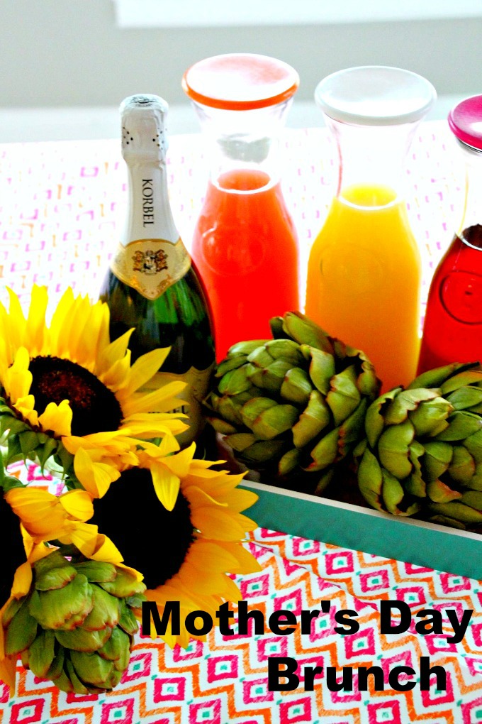 Mother's Day Brunch juices and sunflowers. www.jennelyinteriors.com