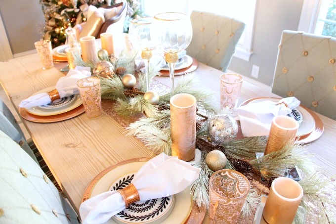 Blush and rose gold tablescape. www.jennelyinteriors.com