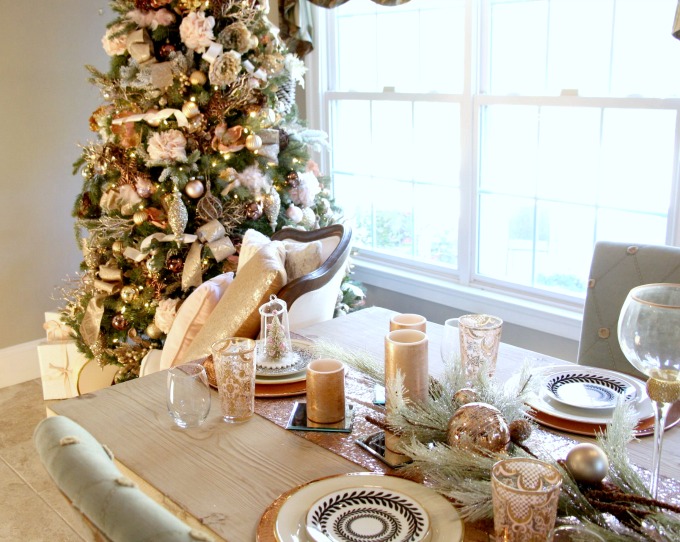 Lovely talescape with blush Christmas tree.