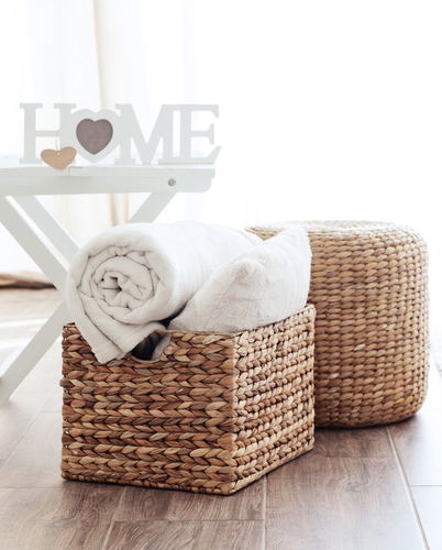 Use baskets to help keep your home clean. www.jennelyinteriors.com