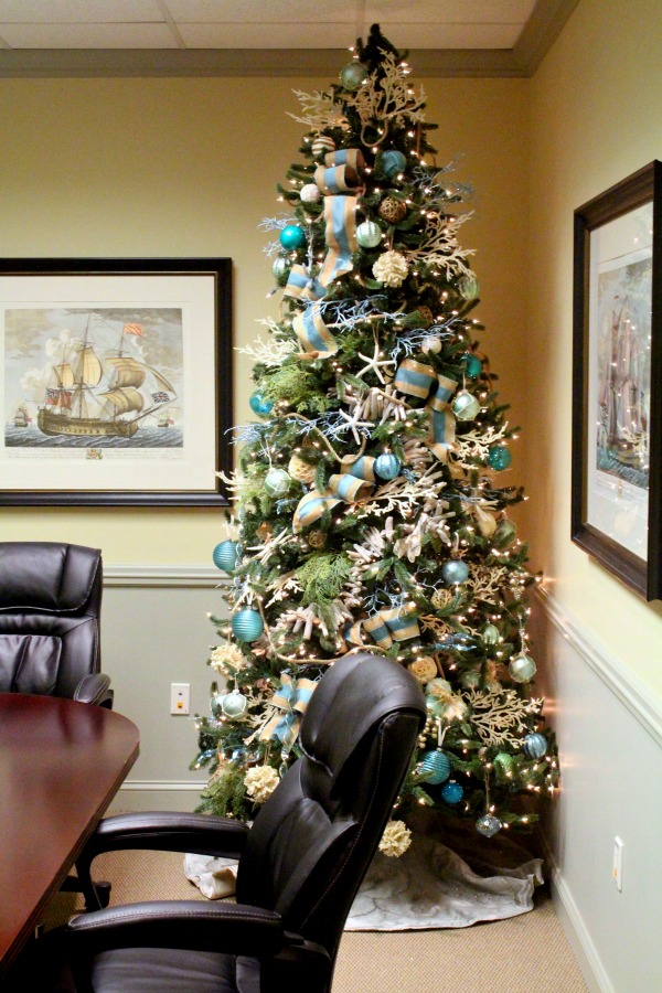 I decorated this Coastal Christmas tree for a local business.