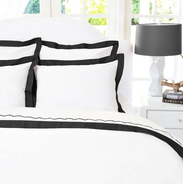 The Linden Black Border Duvet Cover and Shams from Crane and Canopy- www.jennelyinteriors.com