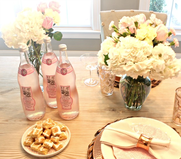 Pretty in pink tablescape set for a Mother's Day celebration.