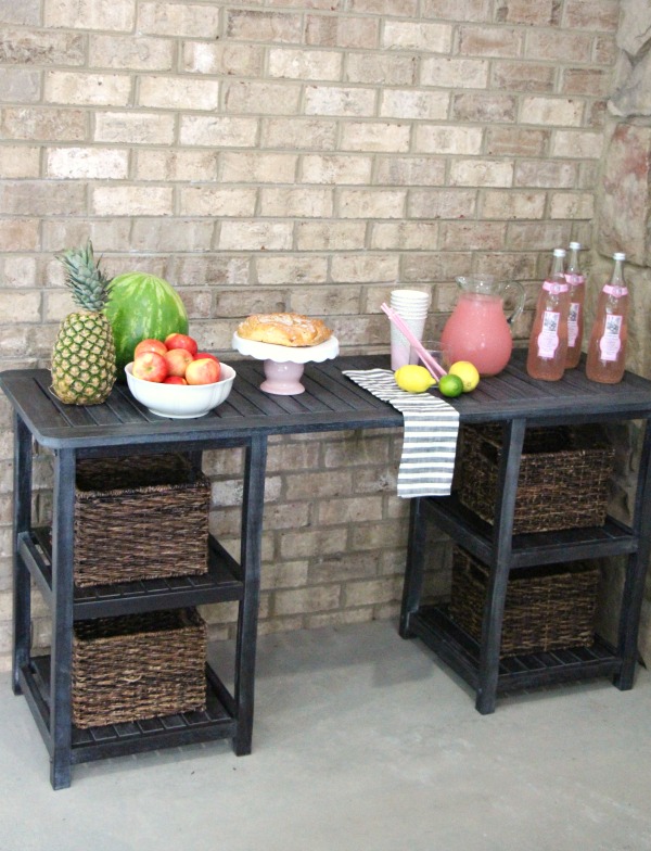 Outdoor console table styled for entertaining. yourstrulyjenn